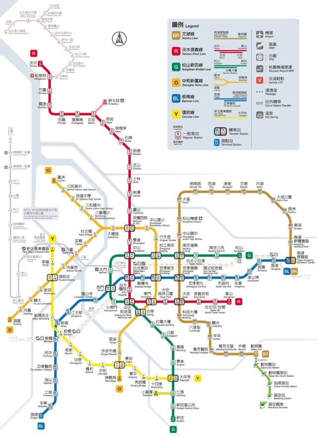 Karte der U-Bahn-Stationen in Taipeh