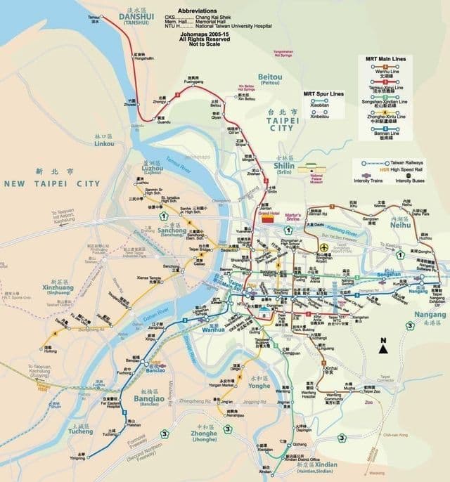 Karte der Bahnhöfe in Taipeh